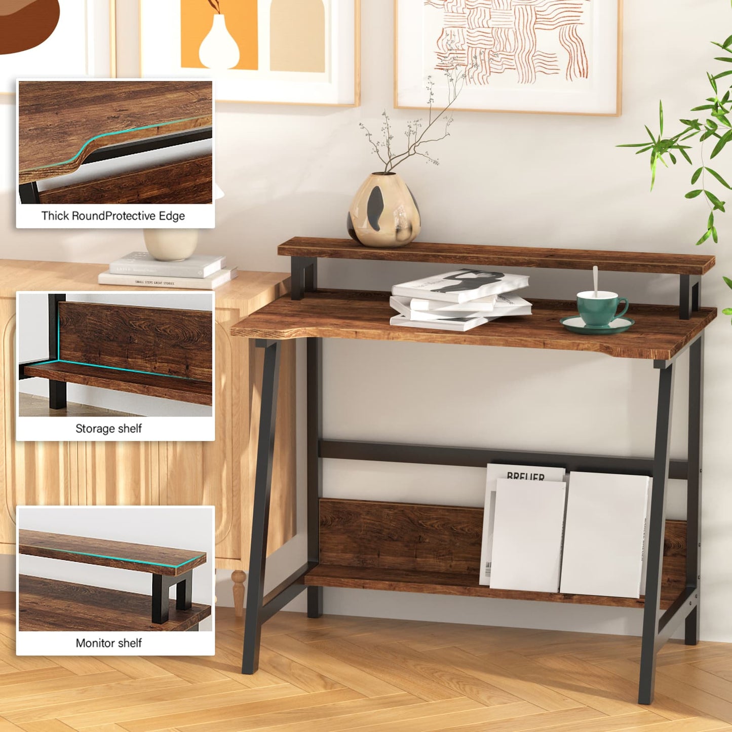 Small Computer Desk, Corner Desk, Small PC Desk, Modern Minimalism Style