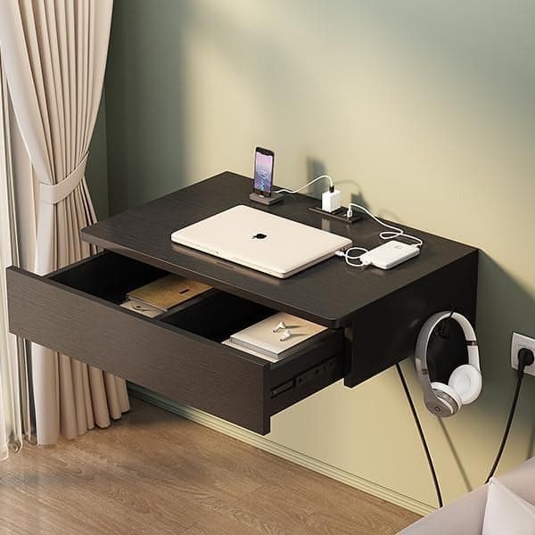 Floating Nightstand with Charging Station, Nightstands With Drawers