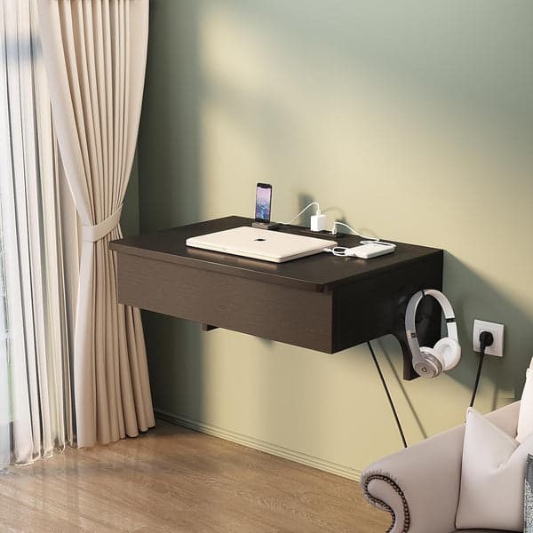 Floating Nightstand with Charging Station, Nightstands With Drawers