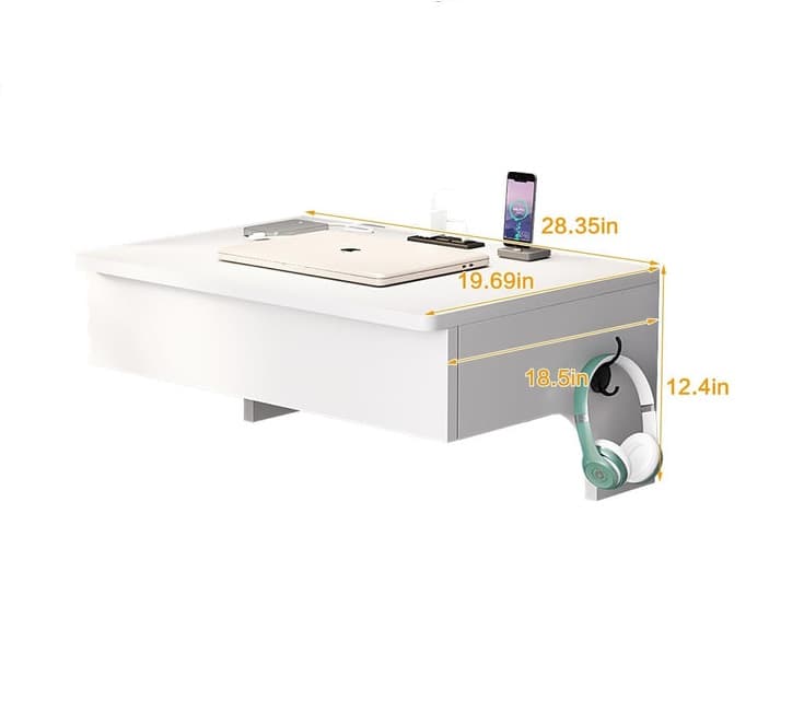 Floating Nightstand with Charging Station, Nightstands With Drawers
