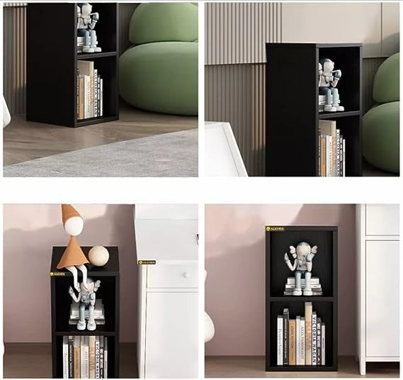 Cube Cabinet, 2 Tiers Storage, Display Bookshelf, White and Black Color