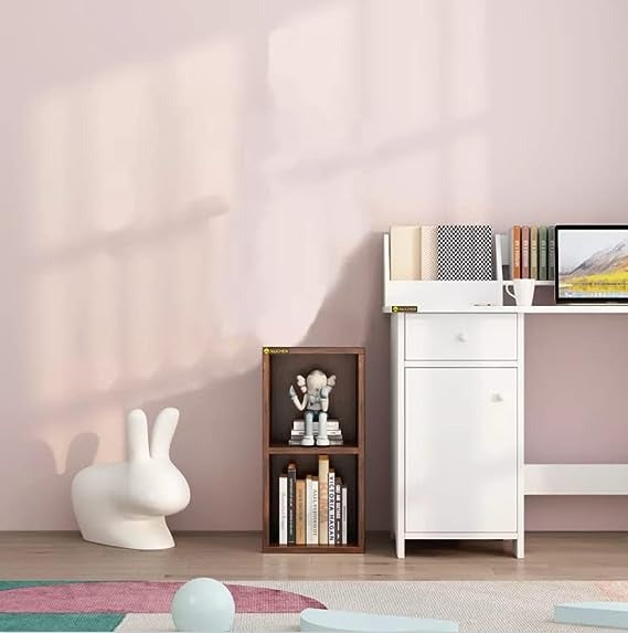 Cube Cabinet, 2 Tiers Storage, Display Bookshelf, White and Black Color