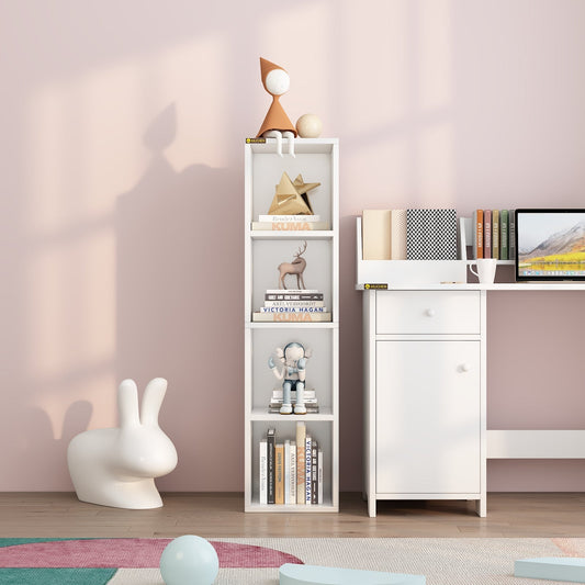 Home  4-Tier Media Tower Rack, Tall Narrow Bookcase Display Bookshelf for Home Office