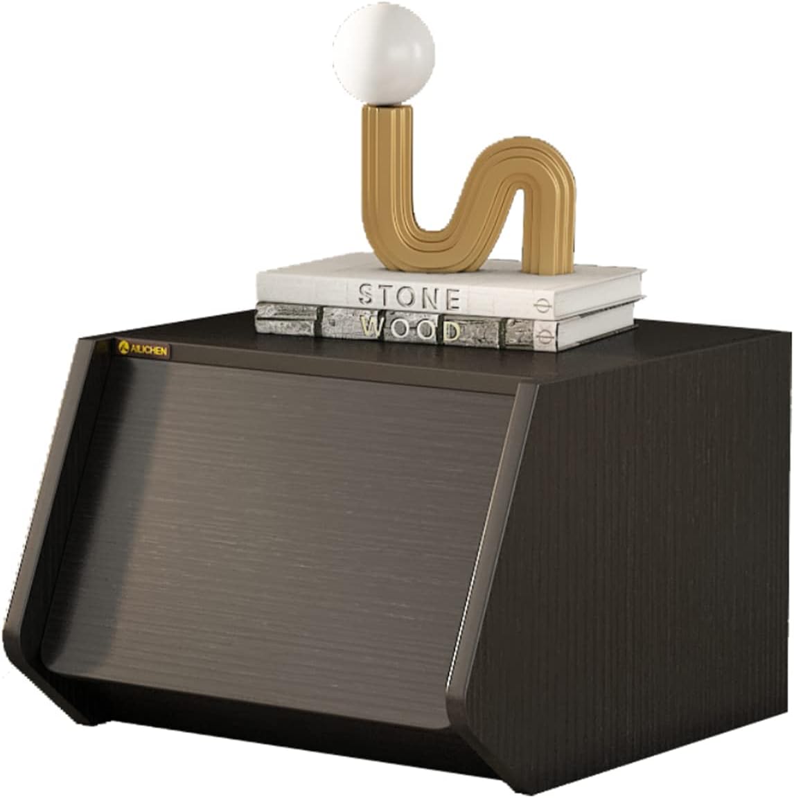 Cube Storage Organizer with Sliding Door, Small Cabinet, Wood Stacking Storage Box