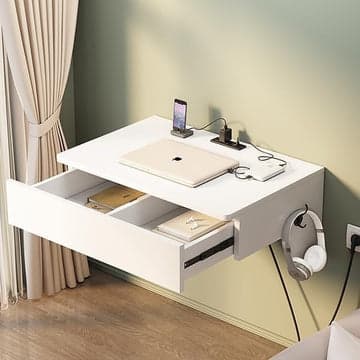 Floating Nightstand with Charging Station, Nightstands With Drawers