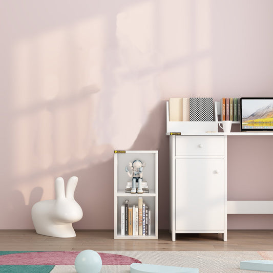 Cube Cabinet, 2 Tiers Storage, Display Bookshelf, White and Black Color